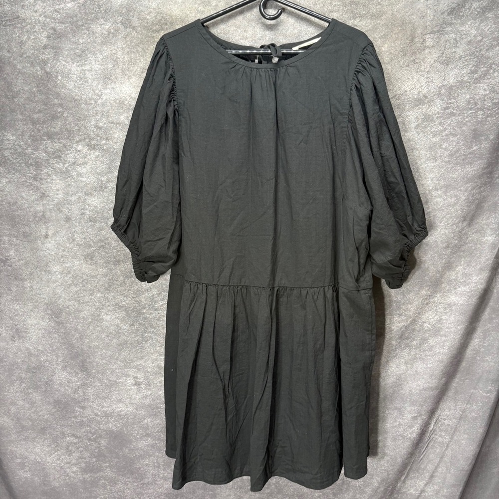 Everlane Black Organic Cotton Puff Sleeve Mini Dress Size XXL Minimalist